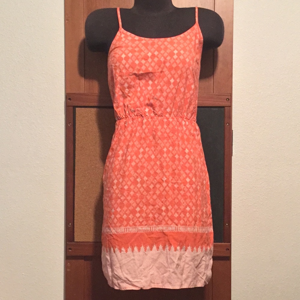 ♥️$15 SALE Old Navy midi orange&white dress Sz. XS